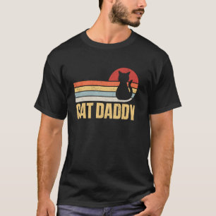 Camiseta Papai Gato Listras Horizontais Pôr do Sol Retro Am