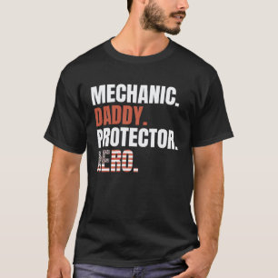 Camiseta Papai Mecânico Protetor Herói Orgulhoso Americano