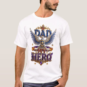 Camiseta Papai Meu Herói Águia Coroa Real Dia dos Pais