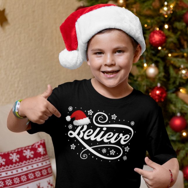 Camiseta Papai Noel acredita no Natal - Papai Noel preto (Criador carregado)