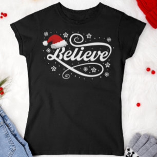 Camiseta Papai Noel acredita no Natal - Papai Noel preto