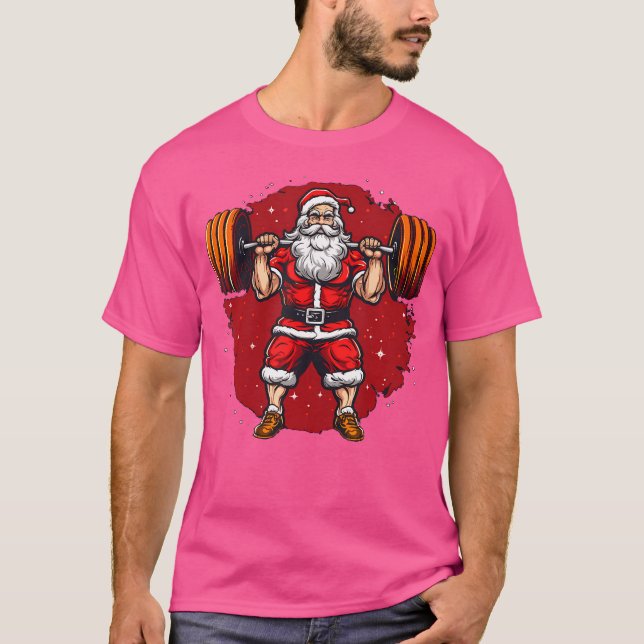 Camiseta Papai Noel Adora Pesos De Elevação (Frente)