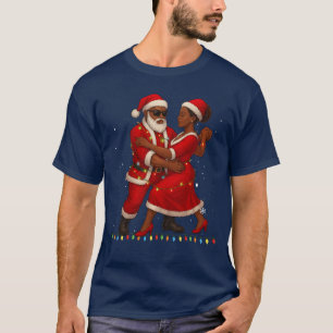 Camiseta Papai Noel Africano Sra Claus Dançando C Afro-Amer