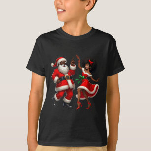 Camiseta Papai Noel Africano Sra. Claus Dançando Natal Afro