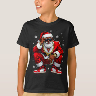 Camiseta Papai Noel Afro-Americano Natal Preto Xmas Mulhere