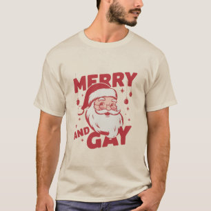 Camiseta Papai Noel Alegre e Gay LGBTQ Natal Ho Ho Homo Vin