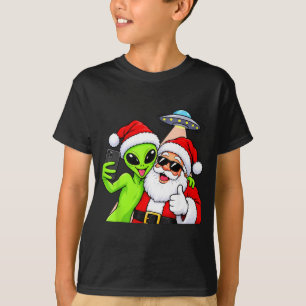 Camiseta Papai Noel alienígena selfie engraçado ufo natal