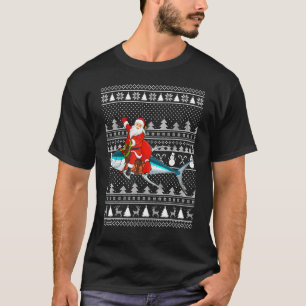 Camiseta Papai Noel Amante de Atum Engraçado Montando Atum