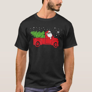 Camiseta Papai Noel Andando em Caminhão Vermelho Natal Masc