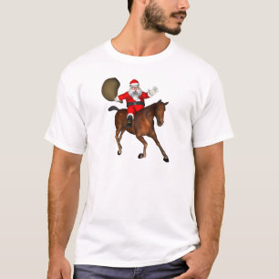 Camiseta Papai Noel Andando Um Cavalo Marrom