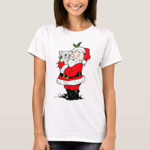 Camiseta Papai noel australiano bonito do Natal com koala