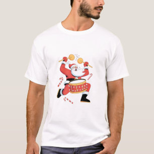 Camiseta Papai Noel Baterista Engraçado Natal Feio Bateria