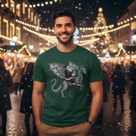 Camiseta Papai Noel Bêbado Montado em um Dragão