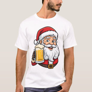 Camiseta Papai Noel Bebendo Cerveja Gráfico de Natal