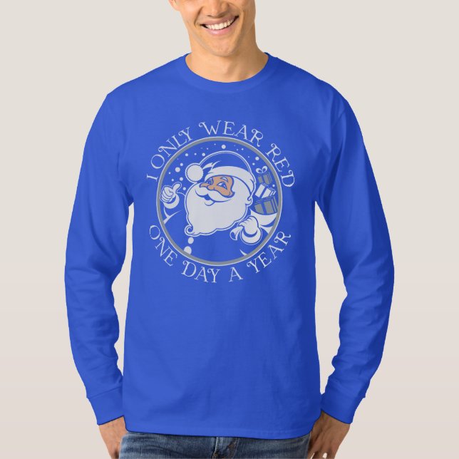 Camiseta Papai noel Blue Long Sleeve (Frente)