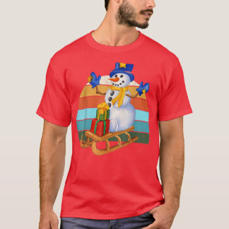 Camiseta Papai Noel Boneco de Neve Aquarela Luzes Árvore de