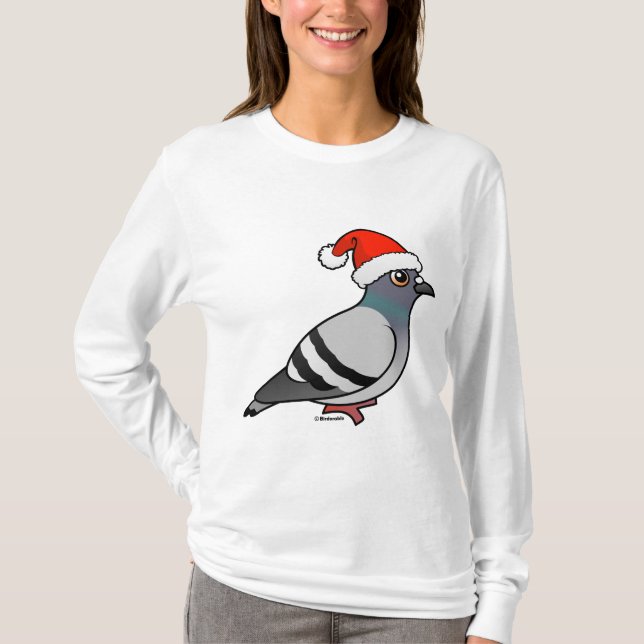 Camiseta Papai noel bonito do pombo dos desenhos animados (Frente)