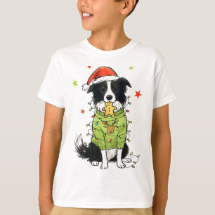 Camiseta Papai Noel Border Collie Natal Border Collie Cacho
