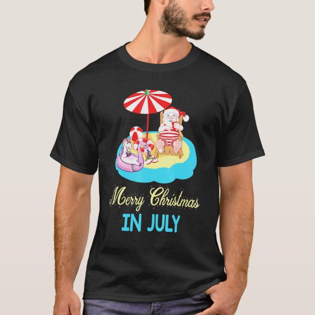 Camiseta Papai Noel Brinca Com Pato Unicórnio Feliz Natal (Frente)