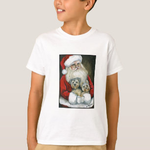 Camiseta Papai noel & camisola dos miúdos da arte do cão 