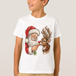 Camiseta Papai Noel Cavalgando com Rena Passeio de Trenó