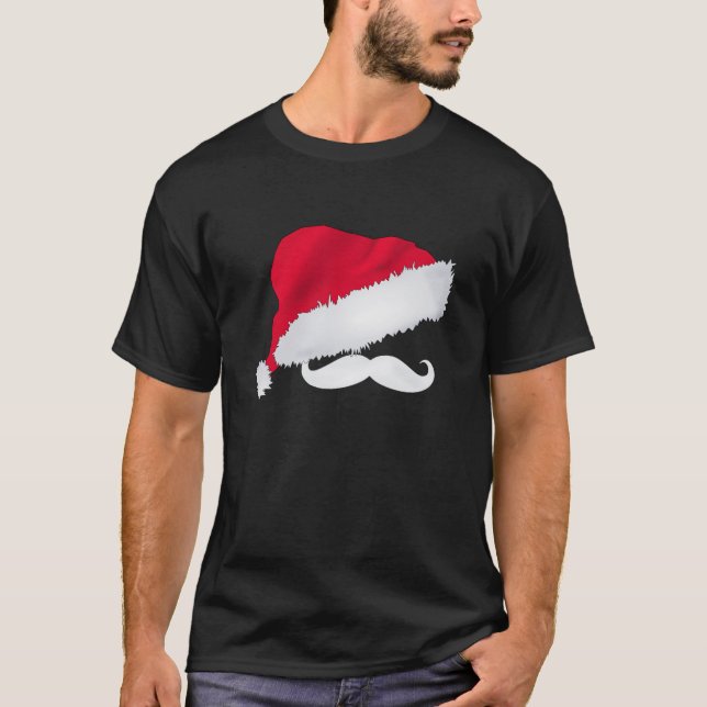 Camiseta Papai noel chapéu & Tshirt do bigode (Frente)
