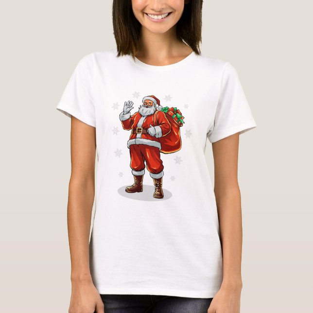 Camiseta Papai Noel Clássico trazendo presentes de Natal (Frente)