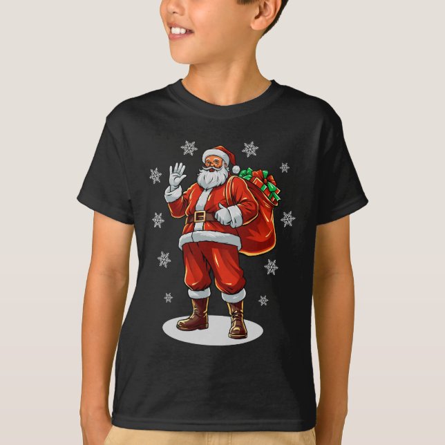 Camiseta Papai Noel Clássico trazendo presentes de Natal (Frente)