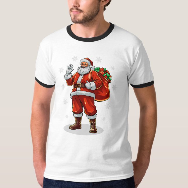Camiseta Papai Noel Clássico trazendo presentes de Natal (Frente)