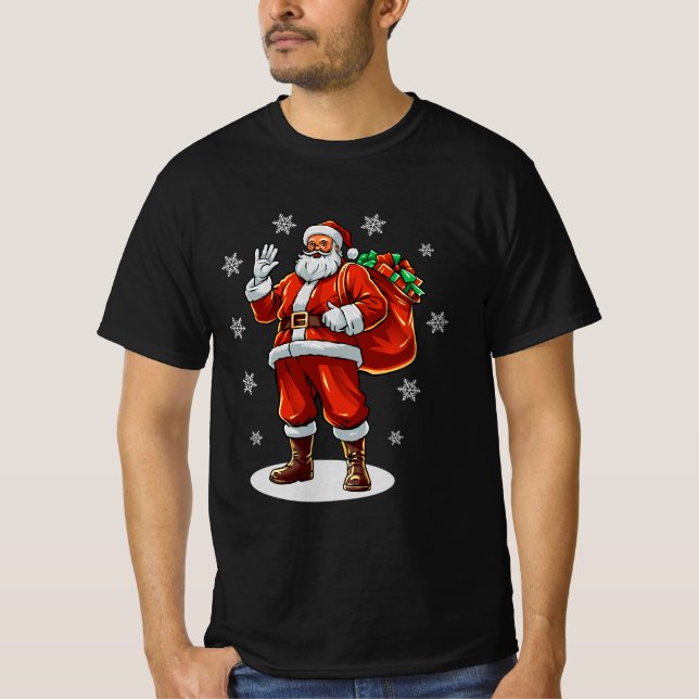 Camiseta Papai Noel Clássico trazendo presentes de Natal (Frente)