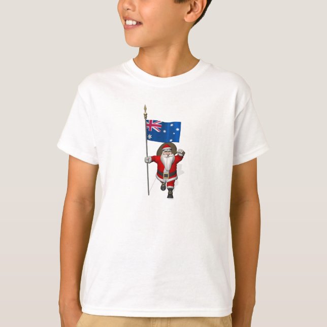 Camiseta Papai Noel Com Alferes De Camisa-T Da Austrália (Frente)