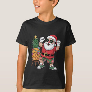 Camiseta Papai Noel Com Árvore de Natal de Abacaxi no Verão