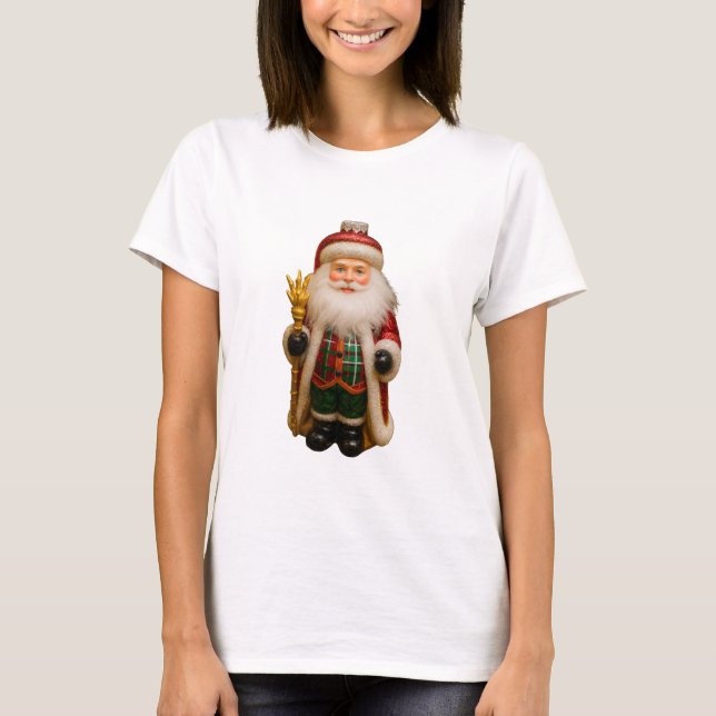 Camiseta Papai Noel com Cajado Dourado (Frente)