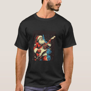 Camiseta Papai Noel com look legal com guitarra elétrica de