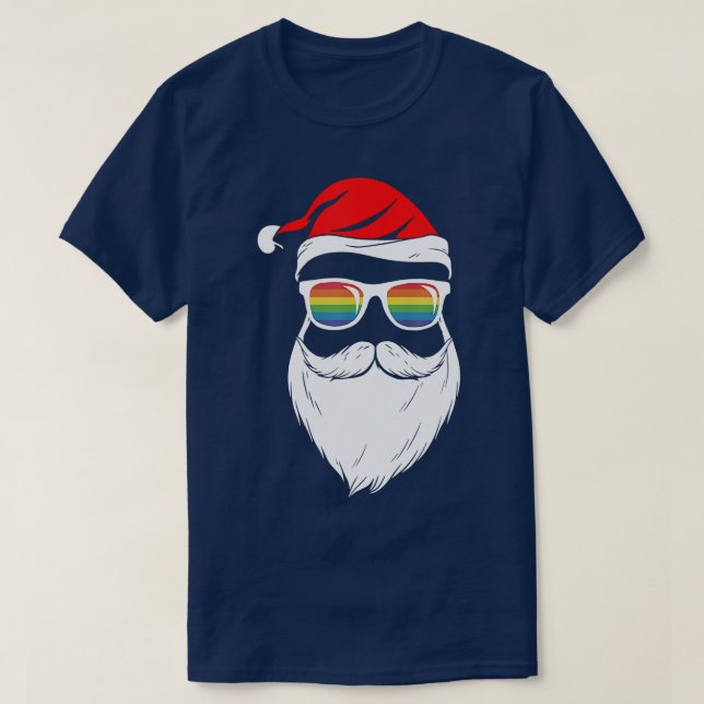 Camiseta Papai Noel com óculos escuros do chapéu de barba (Frente do Design)