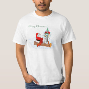 Camiseta Papai Noel com Raposa e Esquilo