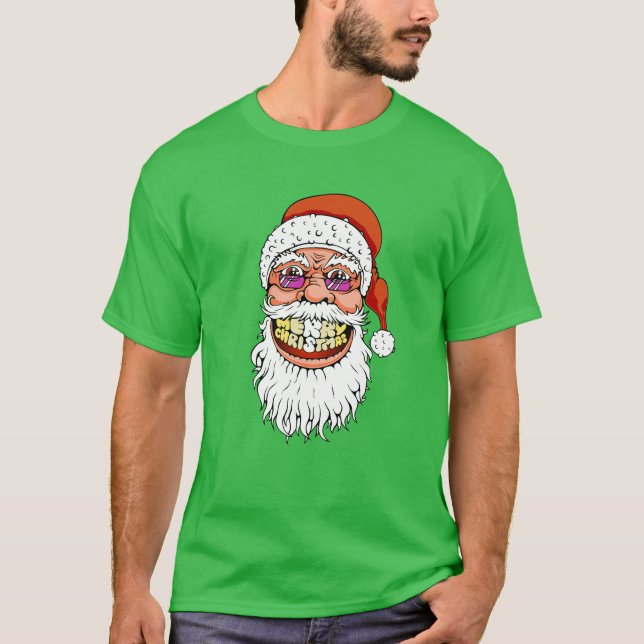 Camiseta Papai Noel com sorriso do Feliz Natal (Frente)