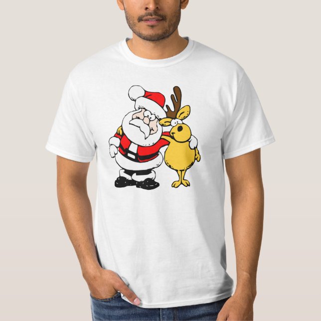 Camiseta Papai Noel com um cervo (Frente)