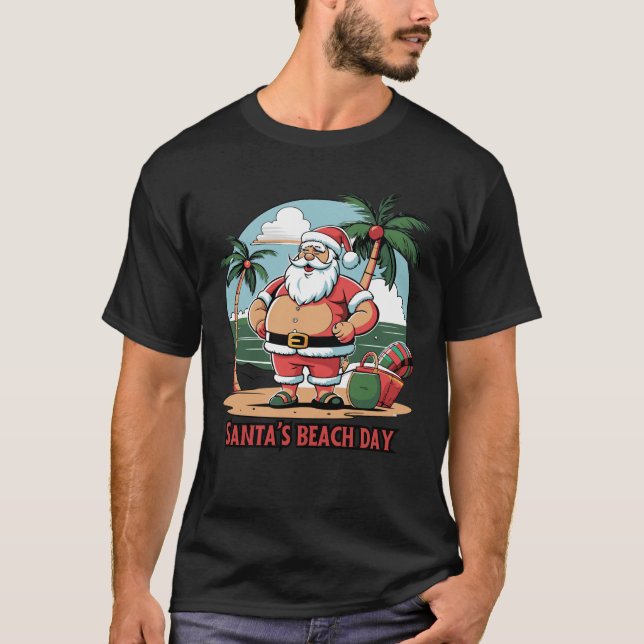 Camiseta Papai Noel com um Twist - Dia da Praia (Frente)