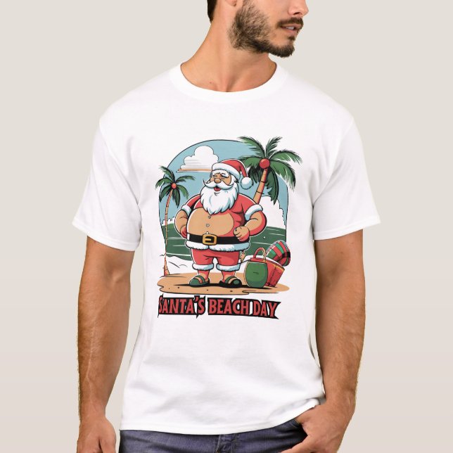 Camiseta Papai Noel com um Twist - Dia da Praia (Frente)