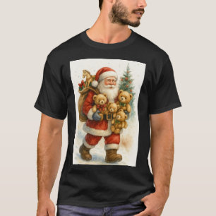 Camiseta Papai Noel com Ursinhos de Pelúcia Natal