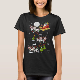 Camiseta Papai Noel Com Vaca Rena Trenó Luzes De Natal Vaca