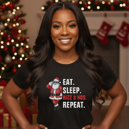 Camiseta Papai Noel Coma Dormir Rizzmas Repita Natal