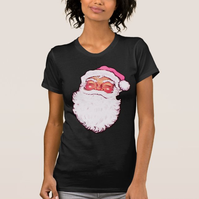Camiseta Papai Noel cor-de-rosa (Frente)