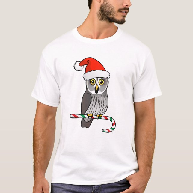 Camiseta Papai noel da coruja de grande cinza (Frente)