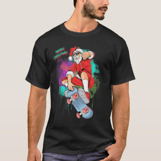 Camiseta Papai Noel dá por skate