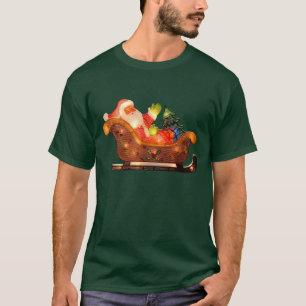 Camiseta Papai noel das luzes de Natal do falso no trenó