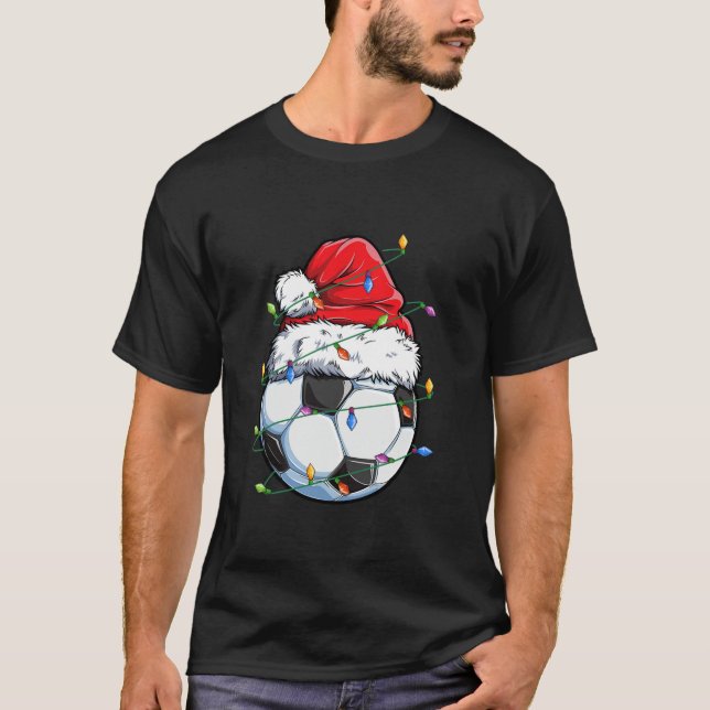 Camiseta Papai noel de futebol bola esportes Design de Nata (Frente)