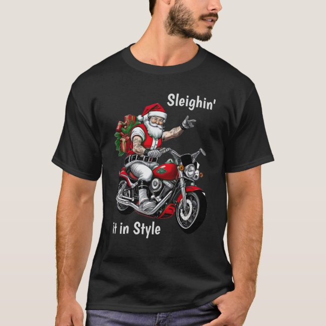 Camiseta Papai Noel de Motoqueiro (Frente)