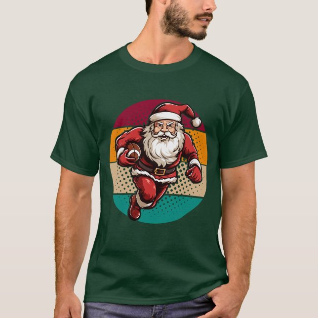 Camiseta papai noel de natal americano futebol americano (Frente)